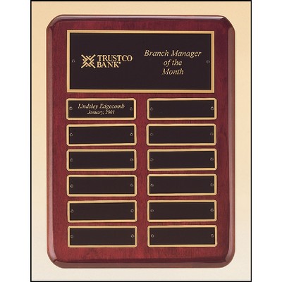 Rosewood Piano Finish Perpetual 24 Plate Plaque (12" x 15")