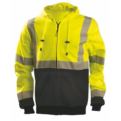 9 Oz. Black Bottom High Visibility Safety Hoodie w/Zipper