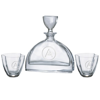 Nemo Decanter (24 oz.) with Two Matching (10.75 oz.) Nemo Rocks Glasses (3 Piece Set)