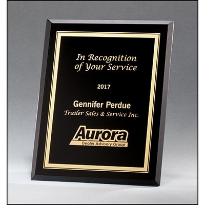 Black Glass Plaque with Gold Borders, 5 " x 7 "