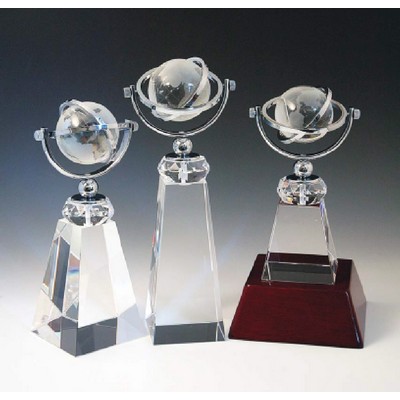 World Globe Optical Crystal Award/Trophy 11"H