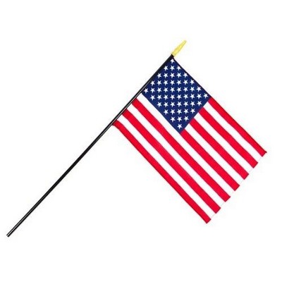 USA Schoolroom Flag with Black Staff & Gold Spear Tip (12"x18")