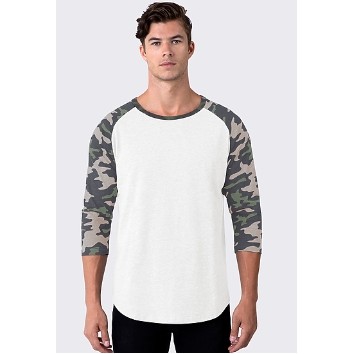 Unisex Camo 3/4 Sleeve Baseball T-Shirt