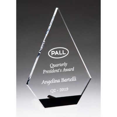 Diamond Series Clear Acrylic Award with Black Accent and Silver Post (5"x7"x0.5")