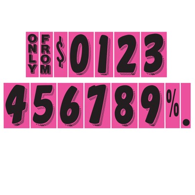 7 ½" Black & Hot Pink Windshield Number Decal Kit (Set of 20 Dozen)