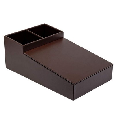 Leather Chocolate Brown Coffee Condiment Organizer