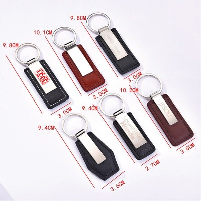 Custom PU Leather Keychain with Metal Ring