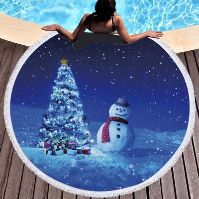 Large Round Microfiber Beach Towel Blanket Soft Absorbent Fast Dry Sand Free Picnic Yoga Mat