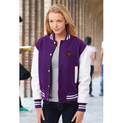 Melton Ladies Leather Varsity Jacket w/Set-In Sleeve