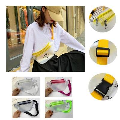 Clear PVC Fanny Pack W/Two Zipper Pockets