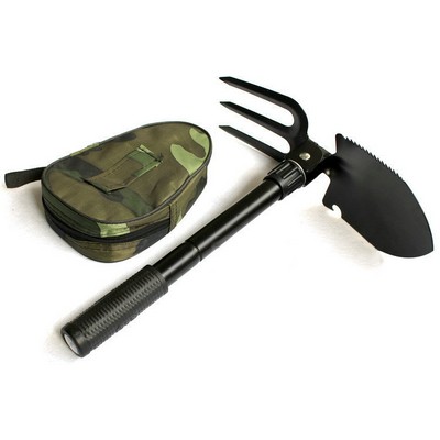 Folding Engineer Shovel Fork Small Folding Shovel Bottle Opener Shovel W/ Packing Bag