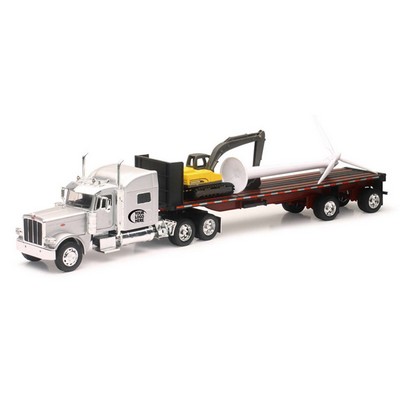 1:32 Scale Peterbilt® 389 Flatbed W/ Excavator & Wind Turbine (u)