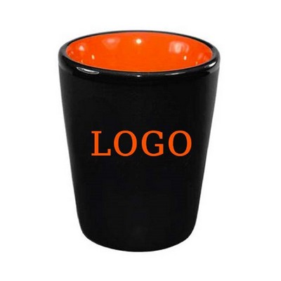 1.5 oz. Orange In / Matte Black Out Ceramic Shot Glass