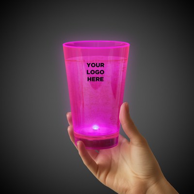 12 Oz. Laser Engraved Neon Pink Plastic LED Tumbler