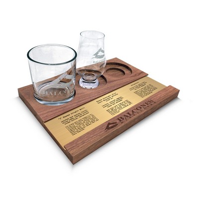 Solid Walnut Beverage Flight Board w/Interchangeable Plates forTasting Notes (1-7/8" & 3" Routs)