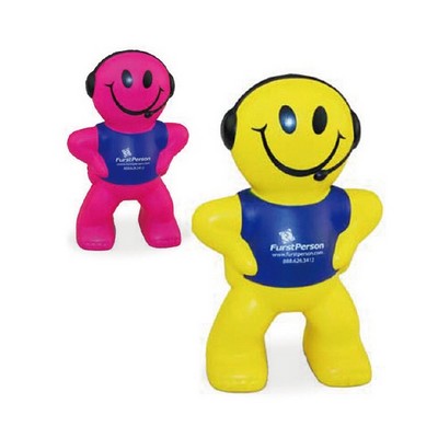 PU Captain Smiley Shaped Stress Ball w/Headset