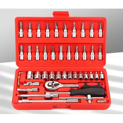 Screwdriver Drive Socket Bit Set w/Reversible Ratchet