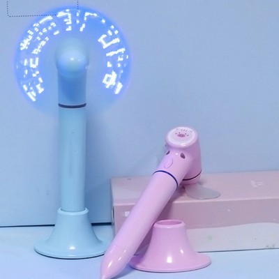 Multi-Function Glowing Mini Fan Pen With Flash Words LED Light