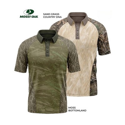 4.4 oz. Mossy Oak® Men's Polyester Interlock Raglan Polo Shirt