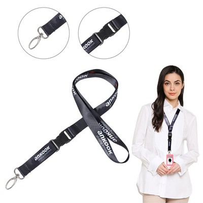 Custom 3/4" Polyester Lanyard w/ Oval Snap Hook & Buckle Release