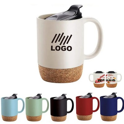 11Oz Ceramic Coffee Mug With Wooden Cork Bottom