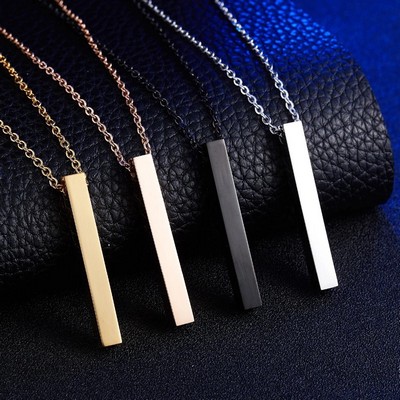 Custom Classic Rectangular Bar Pendant Necklace