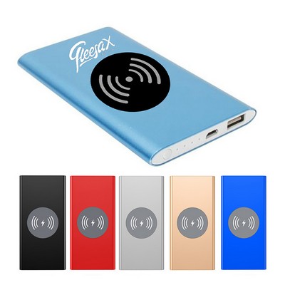 Extra Thin Wireless Charger Aluminum Power Bank 5000MAH