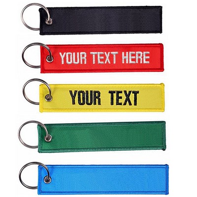 5" Fabric Embroidery Key Tag w/ Ring