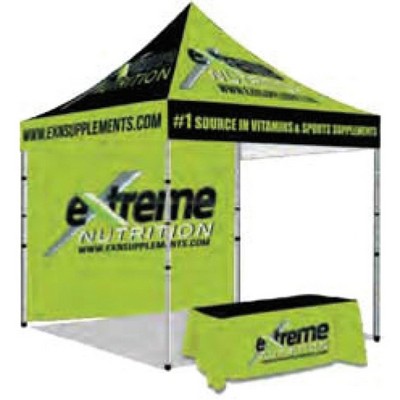 10x10 Tent with 6' Table Cover & 10' Tent Back Wall Single sided