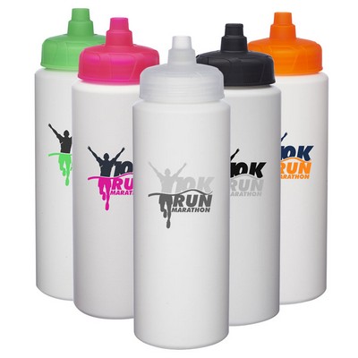 HDPE Plastic Water Bottles with Quick Shot Lid 32 oz