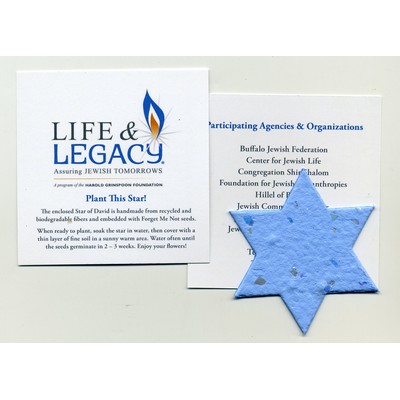 Seed Paper Star of David Gift Set w/Embedded Forget Me Not Seed