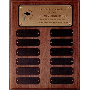 Standard Simulated Walnut Perpetual Plaque w/ 12 Plates (10.5"x13")