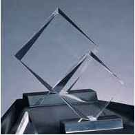 Diamond Clear Acrylic Award w/ Black Base - 7"x6 1/2"x3/4"