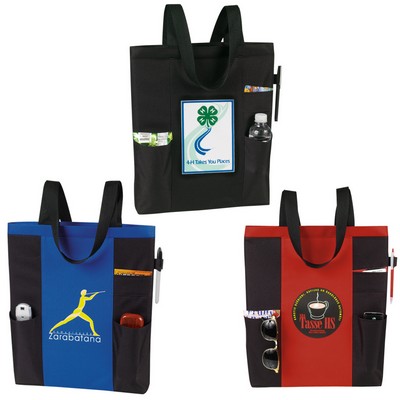 Single Compartment Tote Bag w/ Accessory Pockets (13"x16"x2")