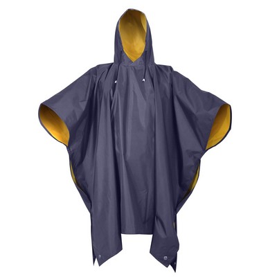 Reversible Navy Blue/Yellow PVC Rain Poncho