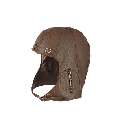 Brown WWII Style Leather Pilots Helmet