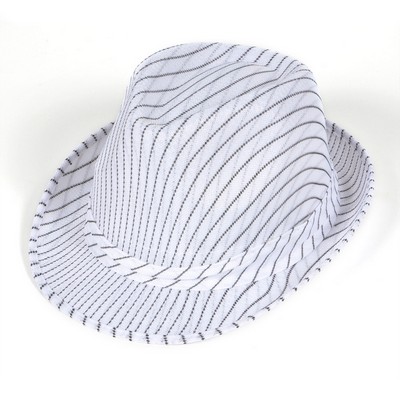 White Pinstripe Fedora Hat