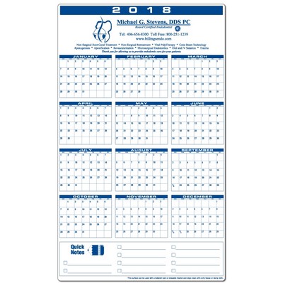 Premium Plastic Write-on/ Wipe-off Year-at-a-Glance Calendar (Vertical)