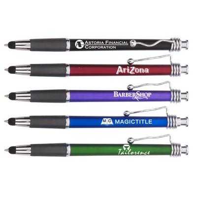 Plastic Retractable Stylus Pen w/ Wave Clip