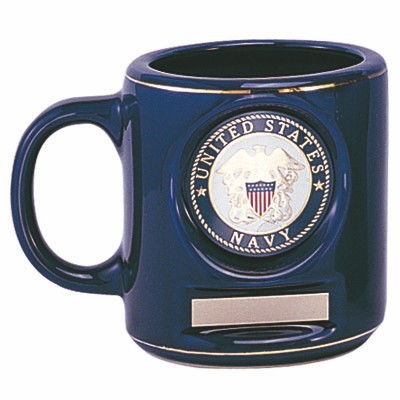 12 Oz. Blue Coffee Mug w/2" Insert & Engraving Plate