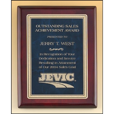 Rosewood & Sapphire Piano Finish Plaque with Marble Design Brass Plate (9" x 12")