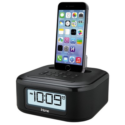 FM Stereo Clock Radio w/ Case Friendly Lightning Dock & USB Charging Port