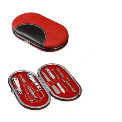 Red Oval Nail Care Set (7 Tools)