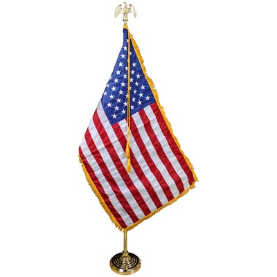 5'-9.5' Gold Adjustable Aluminum Pole w/ 4' x 6' Nylon Flag