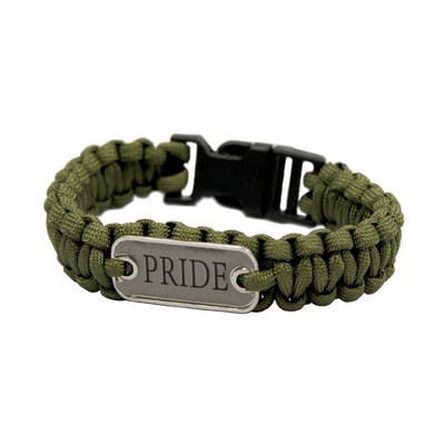 Survival Wristband w/ Full Color Decal Metal Emblem