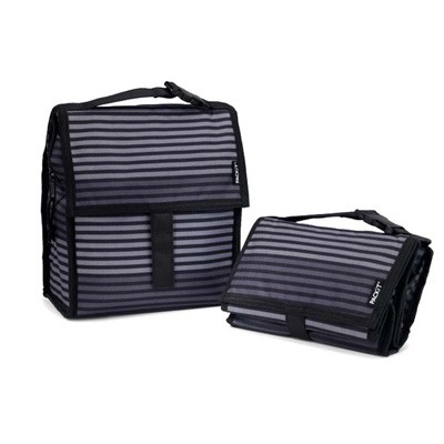 Gray Stripe Freezable Lunch Bag