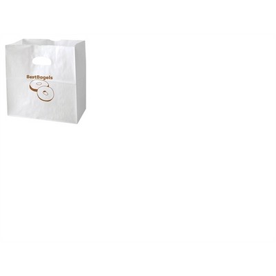 Food Service Paper Shopping Bags, White Kraft, Ink Printed - Emerald 10" x 5" x 10"