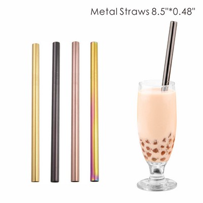 0.48 Inch Wide Straight Metal Straws