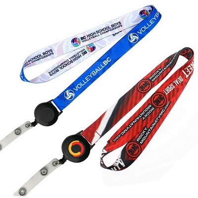 3/4" Dye Sublimation Lanyards w/ Retractable Badge Reel Combo