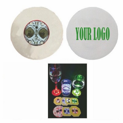 4 LED Light Up Drink Coaster w/ Adhesive Sticker